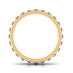 Marquise Cut Created Blue Sapphire Eternity Band with Beaded Detailing