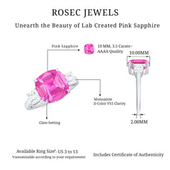 Lab Grown Pink Sapphire Past Present Future Engagement Ring
