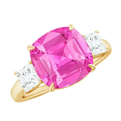 Lab Grown Pink Sapphire Past Present Future Engagement Ring