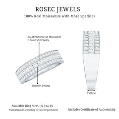 Moissanite 3 Row Eternity Band Ring for Women