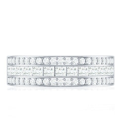 Moissanite 3 Row Eternity Band Ring for Women