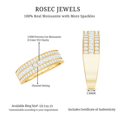 Moissanite 3 Row Eternity Band Ring for Women
