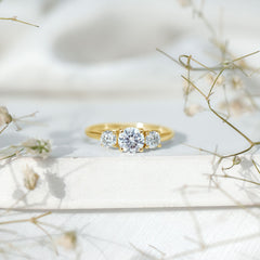 Certified Moissanite Three Stone Engagement Ring For Her