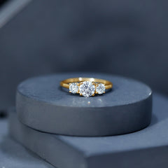 Certified Moissanite Three Stone Engagement Ring For Her
