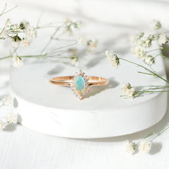 Ethiopian Opal 4x8mm Marquise Cut Engagement Ring with Diamond Halo