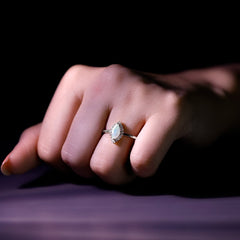 Ethiopian Opal 4x8mm Marquise Cut Engagement Ring with Diamond Halo