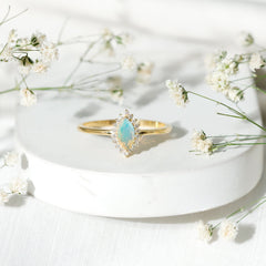 Ethiopian Opal 4x8mm Marquise Cut Engagement Ring with Diamond Halo