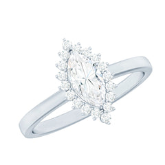 Certified Brilliant Cut Moissanite Marquise Engagement Ring