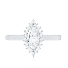 Certified Brilliant Cut Moissanite Marquise Engagement Ring