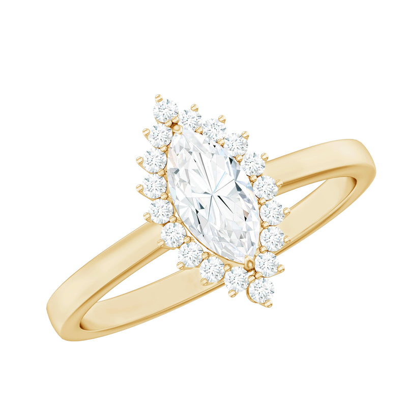 Certified Brilliant Cut Moissanite Marquise Engagement Ring