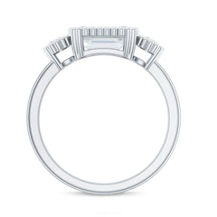 Emerald Cut Moissanite 3 Stone Engagement Ring in East West Style