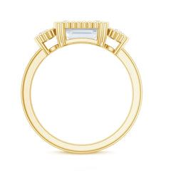 Emerald Cut Moissanite 3 Stone Engagement Ring in East West Style