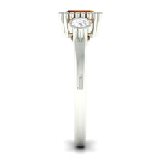 2 CT East West Fire Opal Engagement Ring with Diamond