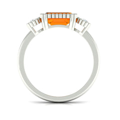 2 CT East West Fire Opal Engagement Ring with Diamond