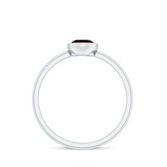 Certified Real Garnet Oval Engagement Ring in Bezel Setting