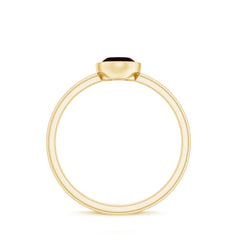 Certified Real Garnet Oval Engagement Ring in Bezel Setting