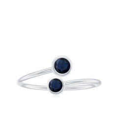 1/2 CT Bezel Set Blue Sapphire Two Stone Promise Ring