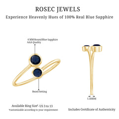 1/2 CT Bezel Set Blue Sapphire Two Stone Promise Ring