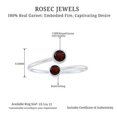 Natural Garnet 2 Stone Promise Ring with Bypass Shank