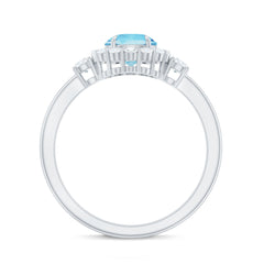 Classic Aquamarine Engagement Ring with Diamond Halo