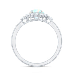 Classic Ethiopian Rainbow Opal Engagement Ring with Diamond Halo