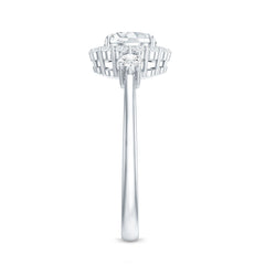 Round Cut Moissanite Halo Engagement Ring with Certificate