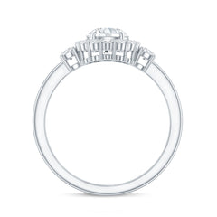 Round Cut Moissanite Halo Engagement Ring with Certificate