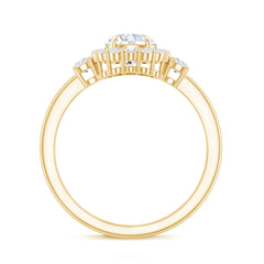 Round Cut Moissanite Halo Engagement Ring with Certificate