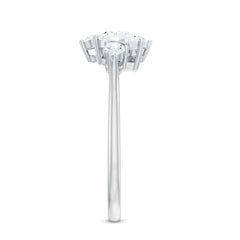 Pear and Round Moissanite Cluster Promise Ring