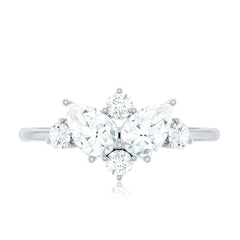 Pear and Round Moissanite Cluster Promise Ring