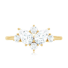 Pear and Round Moissanite Cluster Promise Ring