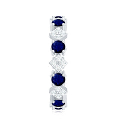 2 CT Natural Blue Sapphire and Diamond Eternity Band Ring