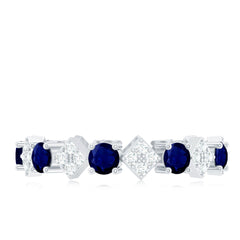 2 CT Natural Blue Sapphire and Diamond Eternity Band Ring
