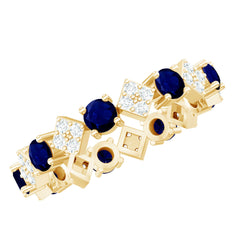 2 CT Natural Blue Sapphire and Diamond Eternity Band Ring