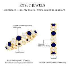 2 CT Natural Blue Sapphire and Diamond Eternity Band Ring