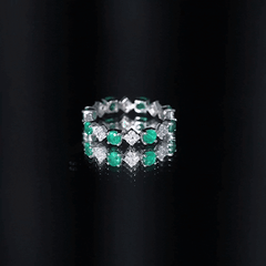 Genuine Emerald and Diamond Eternity Wedding Band