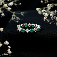 Genuine Emerald and Diamond Eternity Wedding Band