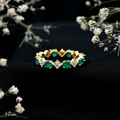 Genuine Emerald and Diamond Eternity Wedding Band