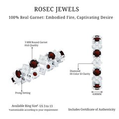 Certified Real Garnet Diamond Eternity Wedding Band Ring