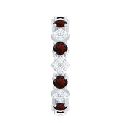 Certified Real Garnet Diamond Eternity Wedding Band Ring
