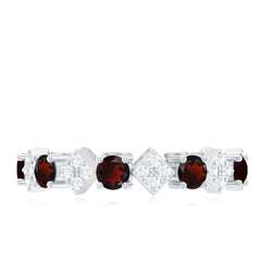 Certified Real Garnet Diamond Eternity Wedding Band Ring