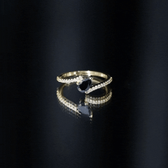 Lab Grown Black Diamond Titled Bypass Promise Ring with Diamond