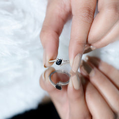 Lab Grown Black Diamond Titled Bypass Promise Ring with Diamond
