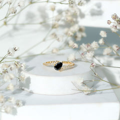 Lab Grown Black Diamond Titled Bypass Promise Ring with Diamond