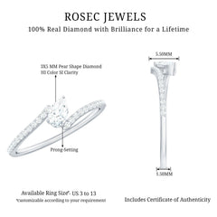 Certified Natural Diamond Promise Ring with Bypass Shank