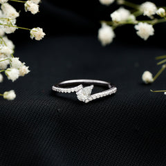 Certified Natural Diamond Promise Ring with Bypass Shank