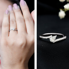 Certified Natural Diamond Promise Ring with Bypass Shank