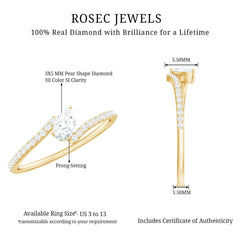 Certified Natural Diamond Promise Ring with Bypass Shank