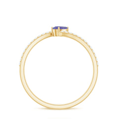 Natural Pear Shape Tanzanite Diamond Promise Ring for Engagement