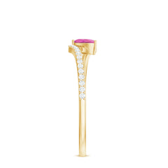 Tilted Pear Shape Pink Tourmaline and Diamond Bypass Promise Ring
